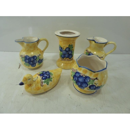 93 - Collection of country crafts pottery in Blue and Yellow