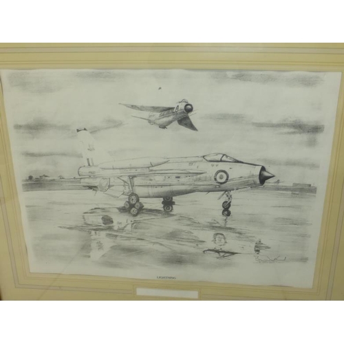 203 - Framed and Glazed Pencil Sketch by The Artist B Wallond together with Print depicting Avro Lancaster... 