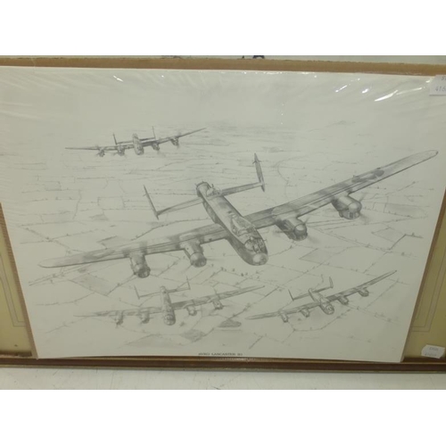 203 - Framed and Glazed Pencil Sketch by The Artist B Wallond together with Print depicting Avro Lancaster... 