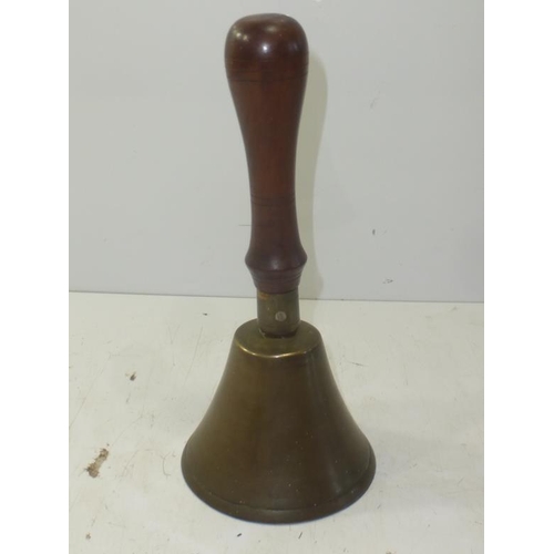 222 - Vintage Brass Wood Handled School Bell