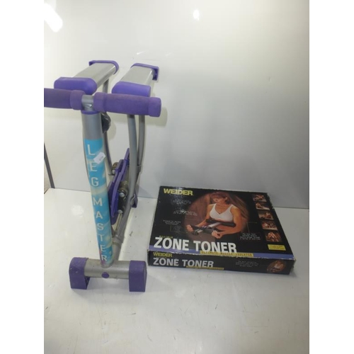160 - A Boxed New Zoner Toner fitness gadget and a Leg Master machine