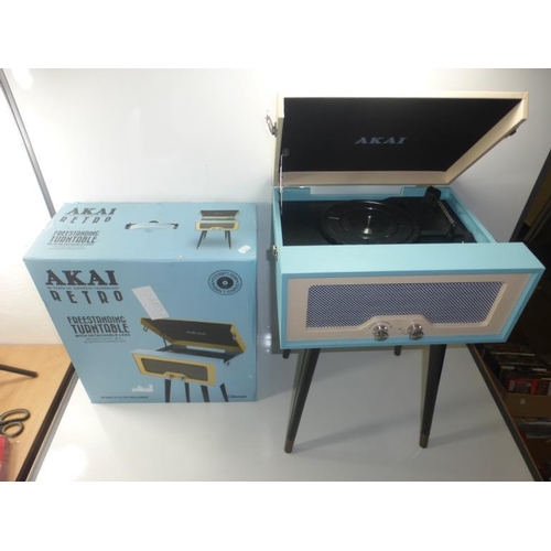 5 - Akai Retro Freestanding Record Player, comes complete with detachable Leg's and Bluetooth Connectivi... 