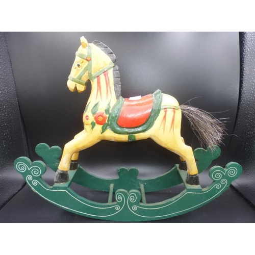 227 - Wooden rocking horse with real horse hair