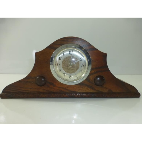 235 - Solid Oak Arts and Craft's Mantle Clock