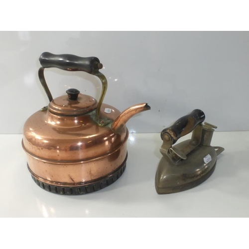 9 - Vintage Copper Kettle and Vintage Iron