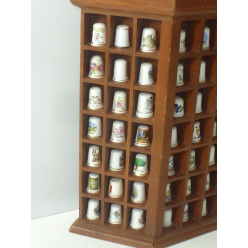 57 - Large Selection of Thimbles mounted in 3 Sided Wooden Cabinet