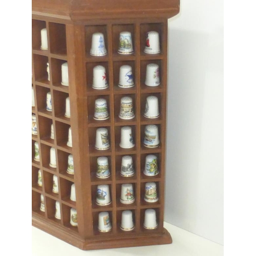 57 - Large Selection of Thimbles mounted in 3 Sided Wooden Cabinet