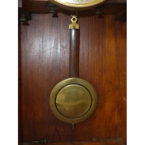 133 - Wall Mounted Oak Wall Clock (Complete with Pendulum)