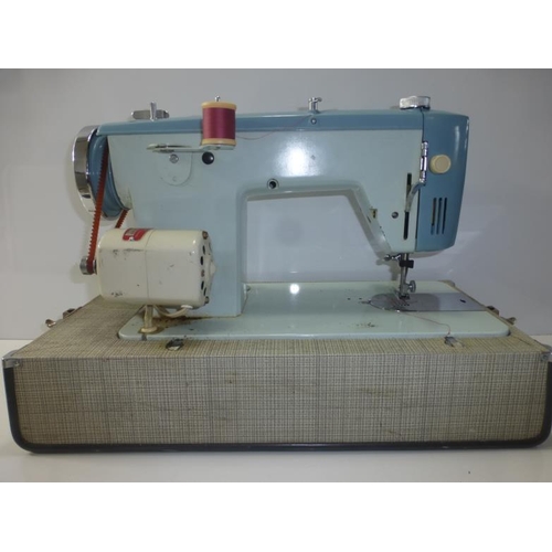 150 - Brother 217772 Retro Powder Blue Sewing Machine complete with Case