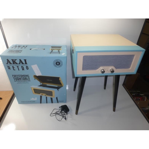 421 - Akai Retro Freestanding Record Player, comes complete with detachable Leg's and Bluetooth Connectivi... 