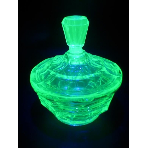 251 - Selection of Uranium Glass including Art Deco Dressing Table Set and Bowl