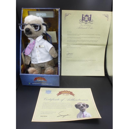 568 - Two Boxed Meerkat Toy's including Sergei and Oleg complete with Certificates