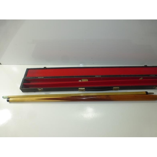 593 - Vintage Two Piece Snooker Cue complete with Case