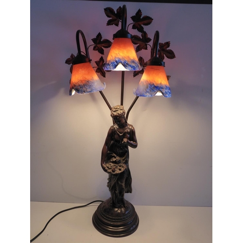 36 - Art Nouveau Style 3 Shade Table Lamp (33