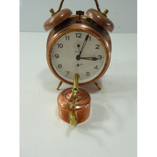 82 - Jerger Copper Alarm Clock and Minature Kettle