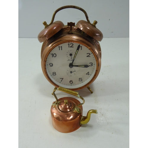 82 - Jerger Copper Alarm Clock and Minature Kettle