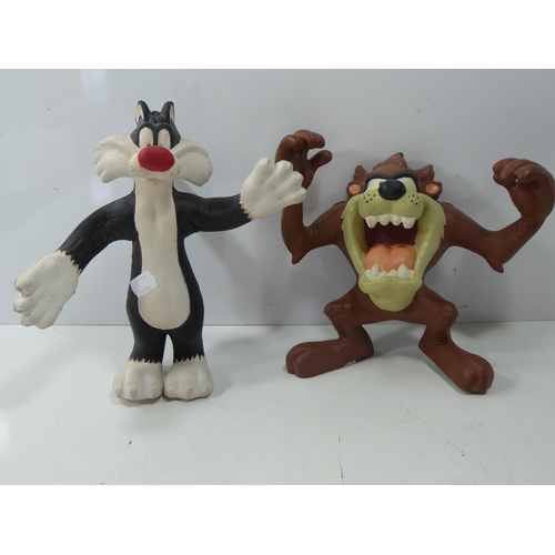 104 - Warner Bros Maleable Taz and Sylvester collectable toys