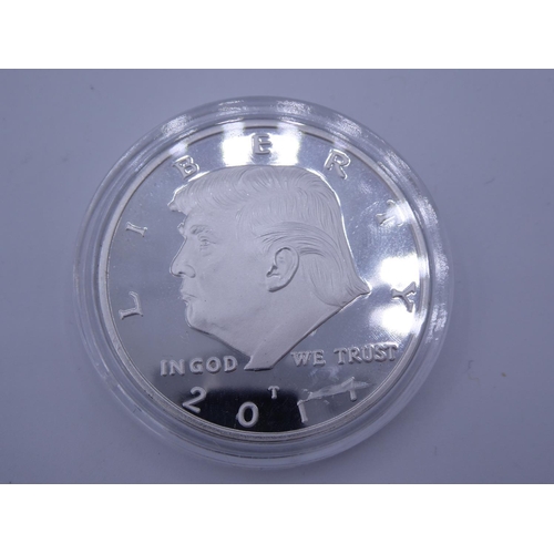 269a - Two Commemorative Coins Including Bitcoin and Donald Trump both in Cases