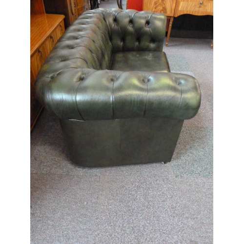 431 - Green Chesterfield Two Seater Sofa