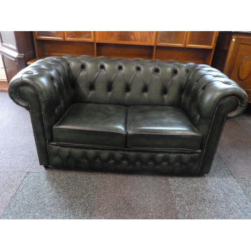 431 - Green Chesterfield Two Seater Sofa