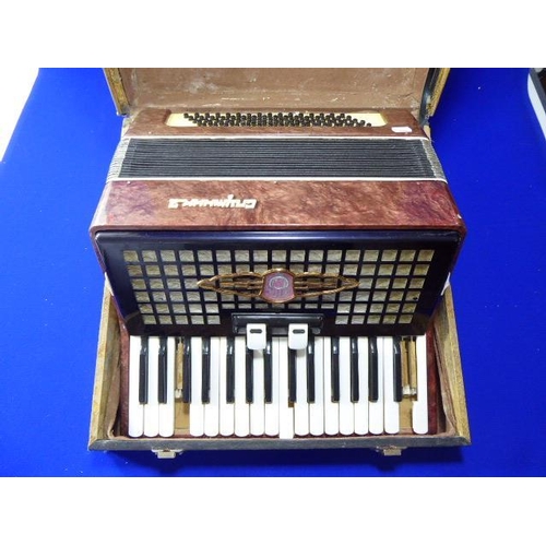 123 - Russian Accordion Complete with Case- (no damage to bellows)