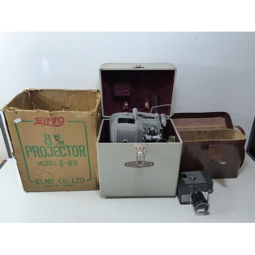 128 - 8MM Elmo projector complete with orginial case and box and Yashica U-matic camera