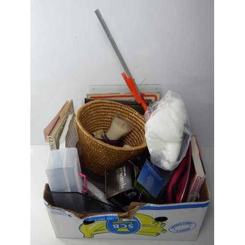 142 - Mixed Box Glass Ware, Basket,Pottery & More