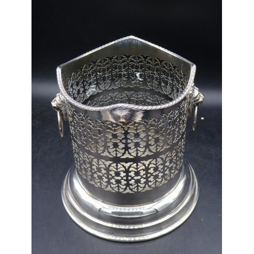 51 - Silver on Copper Magnum Champagne Bucket with Lions Head Handles (6.5