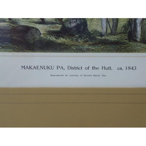 138 - Makaenuku Pa, district of the Hutt 1845? [Drawn by S C Brees. Engraved by Henry Melville. London, 18... 