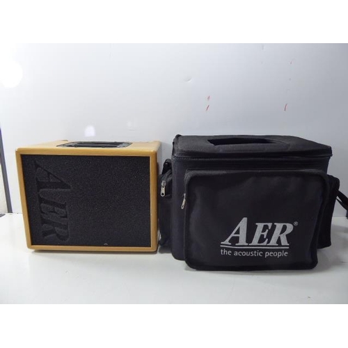 143 - AER compact 60 twin channel acoustic guitar amplifier with bag, power lead and guitar cable.