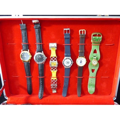 182 - Watch Display Case with Large Selection of Watches including Jeep, Platinum Insert, Jeep, Bench, Avi... 