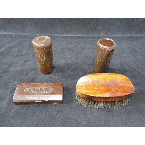 189 - Vintage Wardonia Bakelite Men's Travel Grooming Kit Shaving Brush,Shaving Soap,Razor,Hair Brush And ... 