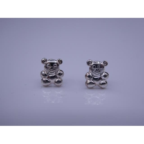 272 - Pair of Silver Teddy Bear Earrings