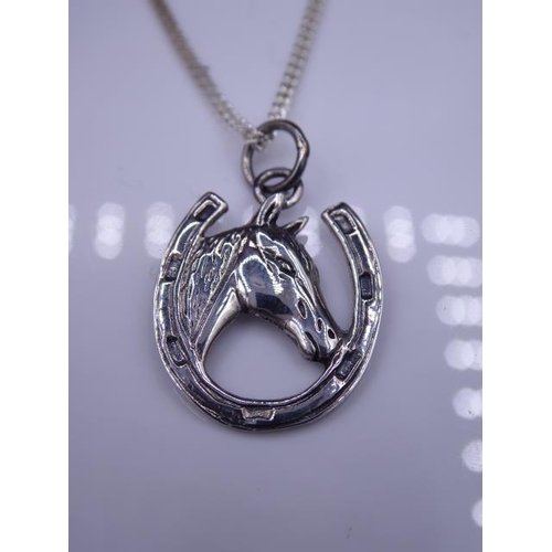 279 - Silver 925 Horseshoe Pendant and Chain complete with Presentation Box