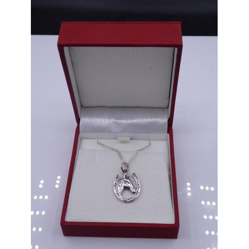 279 - Silver 925 Horseshoe Pendant and Chain complete with Presentation Box