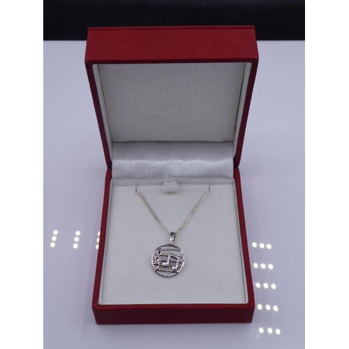 285 - Silver 925 Musical Note Pendant and Chain complete with Presentation Box