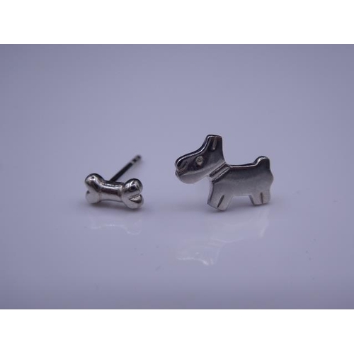 291 - Pair of Silver Dog & Bone Earrings