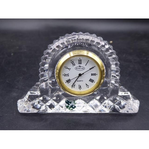 301 - Killarney Crystal Mantle Clock and Crystal Perfume Bottle with Atomiser