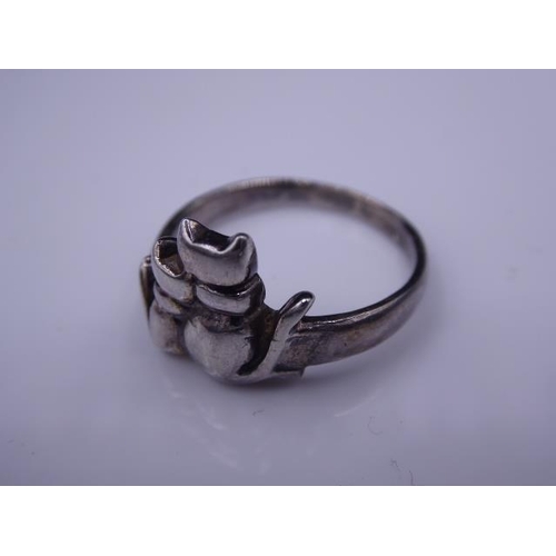 322 - Silver 925 Cat Ring (Size Q)