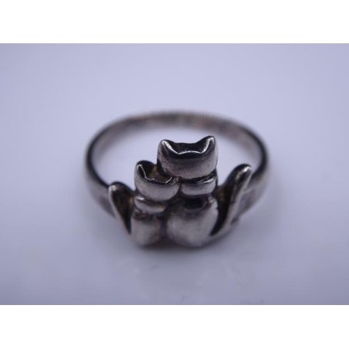 322 - Silver 925 Cat Ring (Size Q)