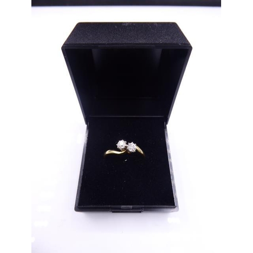 333 - Gold 18ct and Platinum twin entwined Diamond Promise Ring (Size O) Weight 3.27 grams