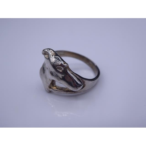 339 - Silver 925 Greyhound Ring (Size K) in presentation Box