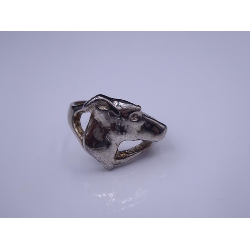 339 - Silver 925 Greyhound Ring (Size K) in presentation Box