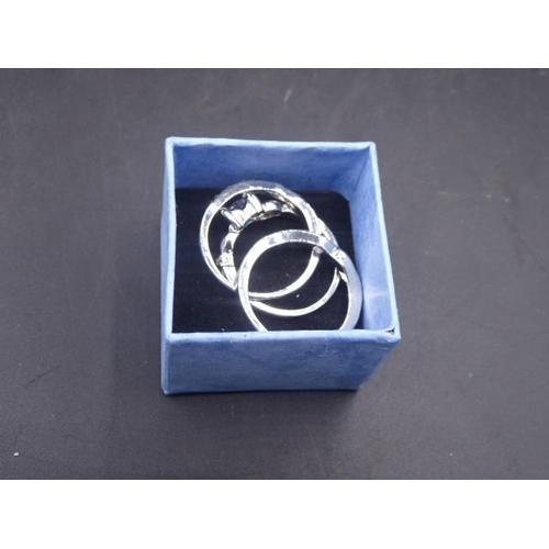 342 - Silver 925 wedding band set (size S) in presentation box