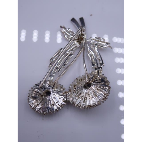 344 - Sterling Silver Flower Brooch