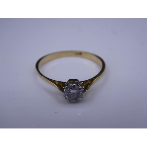 353 - Gold 18ct and Solitare Diamond Ring (Size N) Weight 1.79 grams