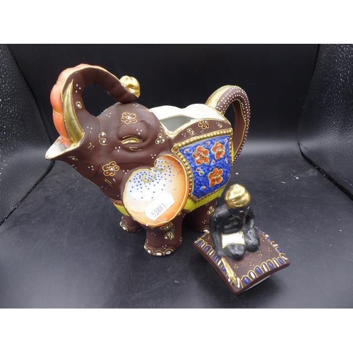 361 - Vintage Japanese Hand Painted Elephant Teapot with Man sat on the back