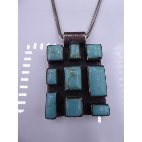 373 - Silver 925 Pendant and Chain with Turquoise Stone