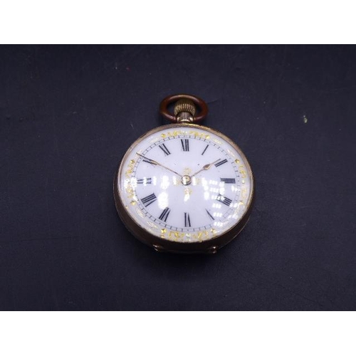 389 - Pocket Watch in 9ct Gold Case with Scroll Decorations