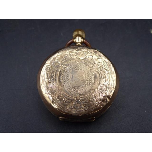 389 - Pocket Watch in 9ct Gold Case with Scroll Decorations